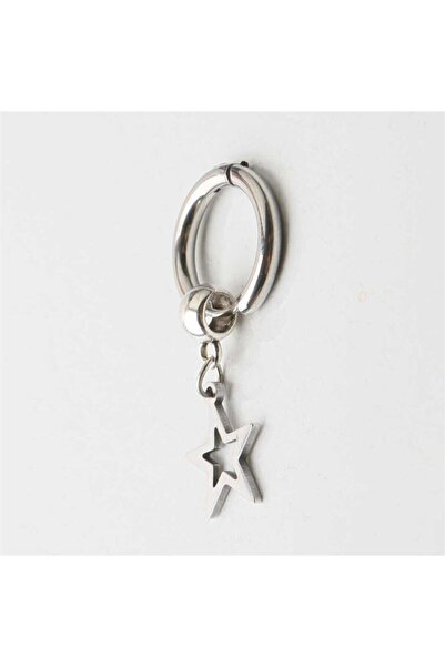 hazalshop Erkek Ince Halka Toplu Yıldız Tasarımlı Gümüş Renk Paslanmaz Çelik ...