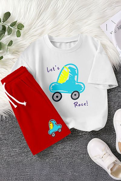 MYADA New Season Let's Race Car Printed 2-Piece Children's Set 23465