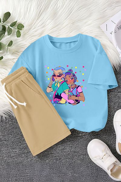 MYADA Set pentru copii din 2 piese cu imprimeu Anime Cool Girls New Season 23472