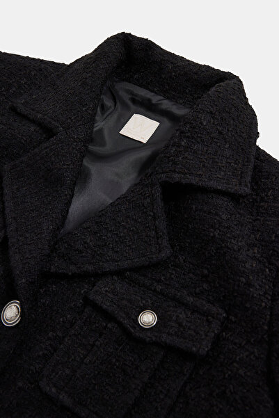 W Collection Black Buttoned Polyester Acrylic Jacket