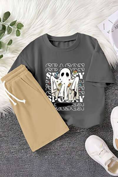 TARZ STİL Special Design Halloween Concept Candy Printed 2-Piece Children's Set 22670