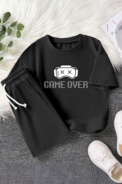 MYADA New Season Game over Written Virtual Glasses Printed 2-Piece Children's Set 23387