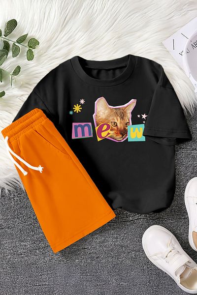 MYADA New Season Kitten Printed 2-Piece Children's Set 23396