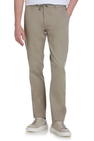 Hatemoğlu Παντελόνι Jogger από βαμβακερό κομμένο Olive Relaxed Cut με τσέπες στο πλάι