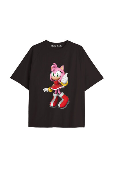 Kalic Studio Tricou de vară negru cu model UNISEX Mr. Sonic