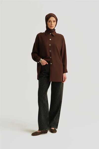 Armine Önü Metal Düğmeli Gömlek 25yh3000 Acı K.