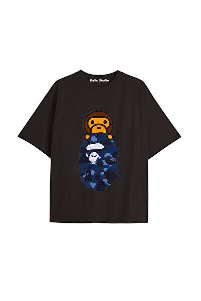 Kalic Studio Tricou de vară negru cu model Mr. Bape UNISEX