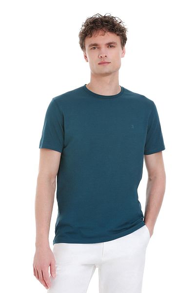 Hatemoğlu Βαμβακερό μπλουζάκι indigo Regular Fit Crew Neck