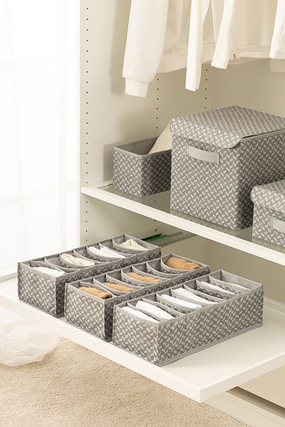 REKHOME Set of 3 8 Compartments Gray Cabinet Drawer Accordion Folding Socks Laundry Organizer Organizer