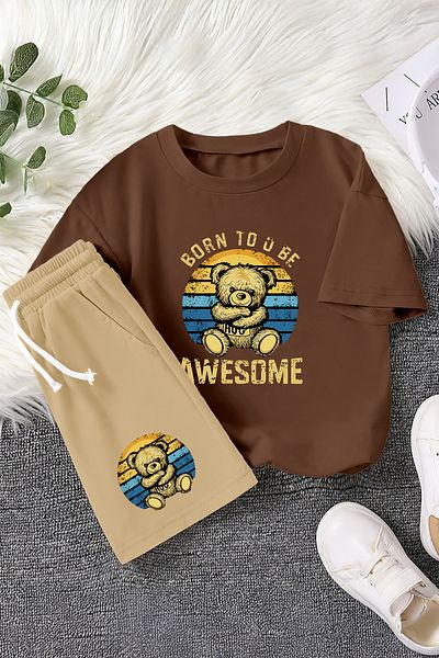 MYADA Premium Awesome Teddy Bear Printed Children's Set 22541