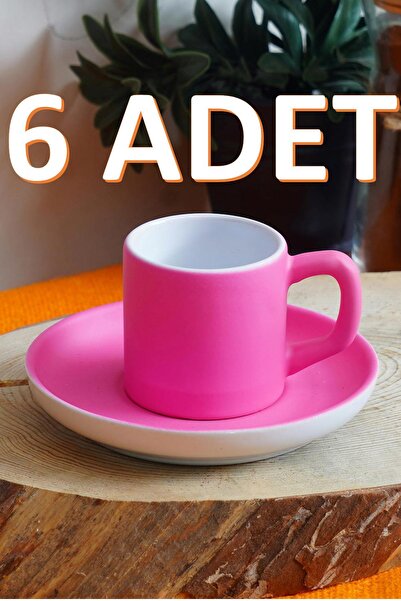 Seraclass Pembe Seri 6'lı Türk Kahvesi Fincan Takımı , Hediyelik , Çeyizlik, ...