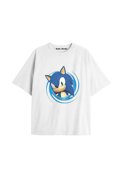 Kalic Studio Tricou alb de vară UNISEX Mr. Sonic cu model