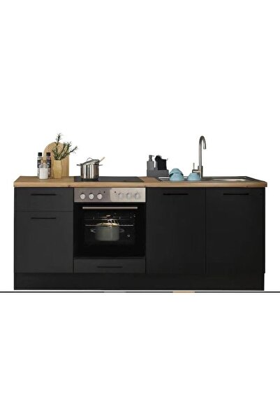 Tdesigno Abidos Mutfak 3 Kapaklı-1 Çekmeceli Alt Modül -180 cm - Tezgah Dahil-Ankastre Fırın Dolabı