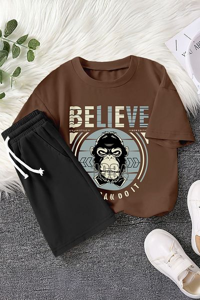 MYADA Детски костюм от 2 части с щампа на маймуна от нов сезон Believe 22477