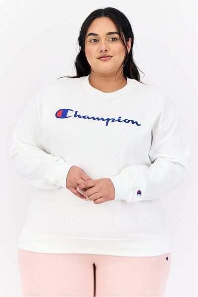 Champion Women Plus Size Long Sleeves Outdoor Sweatshirts, White