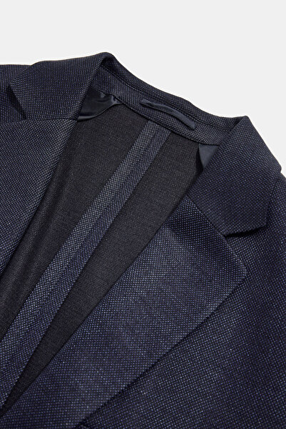 W Collection Dark Blue Buttoned Wool Jacket