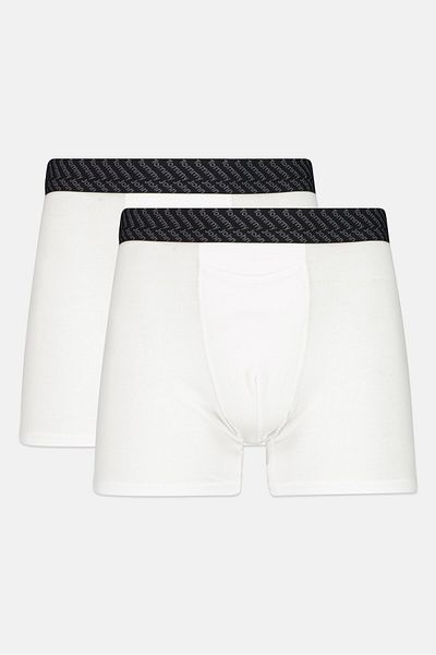 Tommy John Men 2 Pieces 8 Inseam Brand Logo Boxer Briefs, White