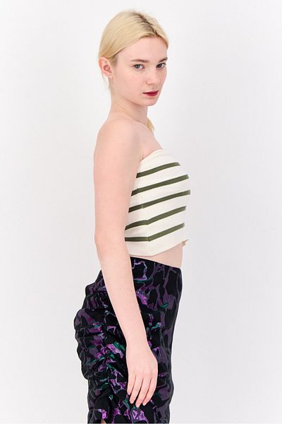 Don't Call Me Jennyfer Women Sweet Heart Neck Strapless Yarn Dye Tank Top, Multicolor