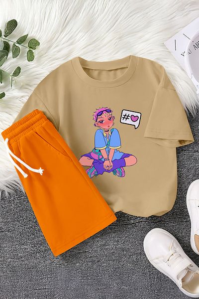 MYADA Love Themed Anime Teenage Printed 2-Piece Children's Set 23470