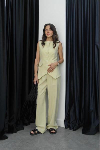 Havoş Light Yellow Viola Pleated Linen Trousers