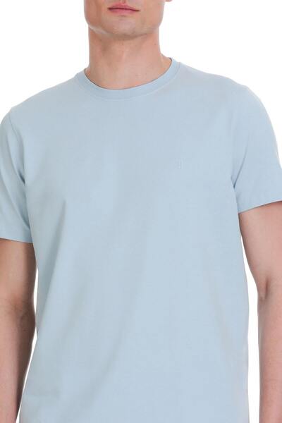 Hatemoğlu Синя футболка з круглим вирізом та бавовняним коміром