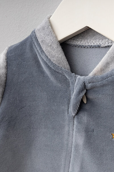 Bebitof Cute Balloon Elephant Patterned Cotton Velvet Jumpsuit