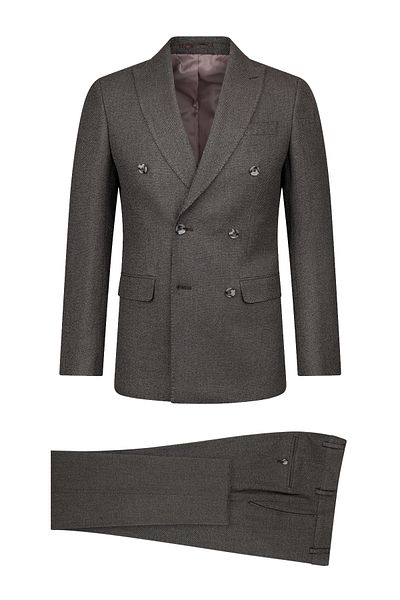 Hatemoğlu Brown Slim Fiti Double-breasted Classic Suit