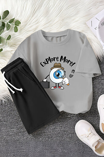 TARZ STİL Set pentru copii cu design special Mr. Detective Eye cu imprimeu din 2 piese