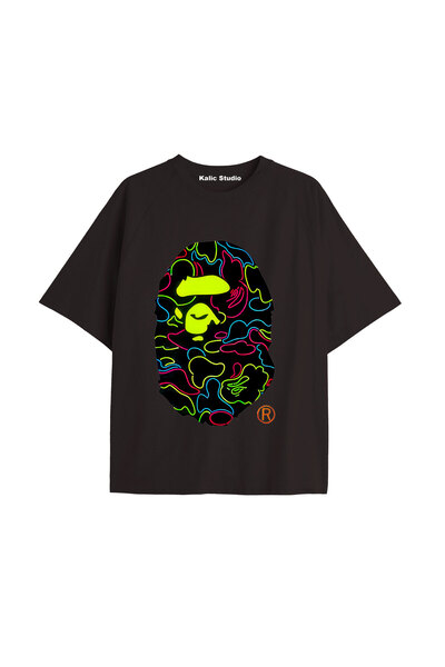 Kalic Studio Tricou de vară negru cu model Mr. Bape UNISEX