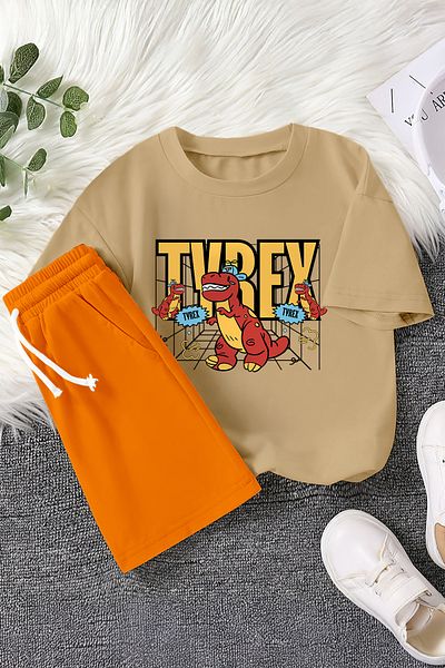MYADA New Season T-Rex Dinosaur Printed 2-Piece Children's Set 23389