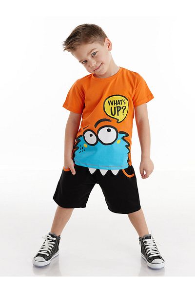 Denokids مجموعة شورت تي شيرت Whatsup Monster Boy