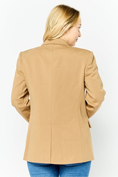 Michael Kors Women Fitted Long Sleeve One Button Blazer, Brown