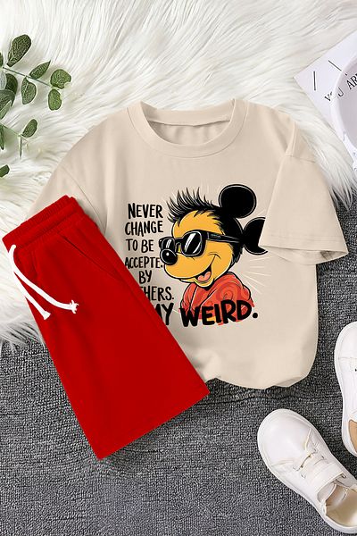 MYADA New Season Glasses Cartoon Character Weird Printed 2-Piece Children's Set 22536