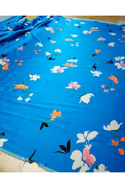 Kumaş Parça Σατέν Βισκόζη Floral Pattern Φρούτο - Πλάτος 130cm x Μήκος 200cm