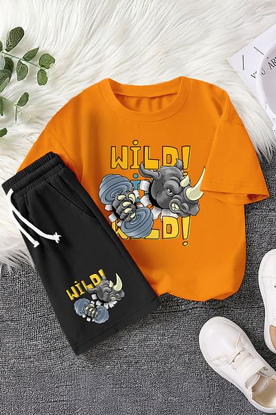 MYADA New Season Wild Rhino Printed 2-Piece Children's Suit 23365