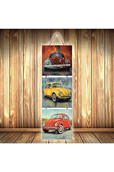 Home Vosvos Tasarımlı Üçlü Retro Ahşap Poster Ü298