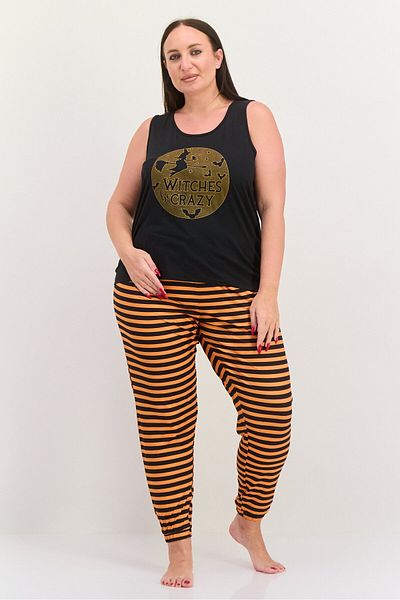 Sleep & Co Women 2 Pcs Plus Size Graphic Print Top And Bottom Pajama Sets, Black/Yellow Combo