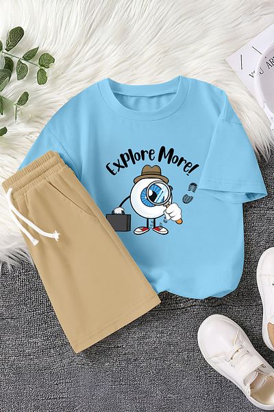 MYADA Nou sezon Explore More Set pentru copii din 2 piese cu imprimeu cu ochi scris 23377