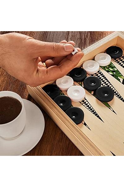 DERİK Htsp Leaves Minimal Handmade Modern Backgammon Set - 1St Quality Birch Marine Plywood, 25X48X6.5 cm