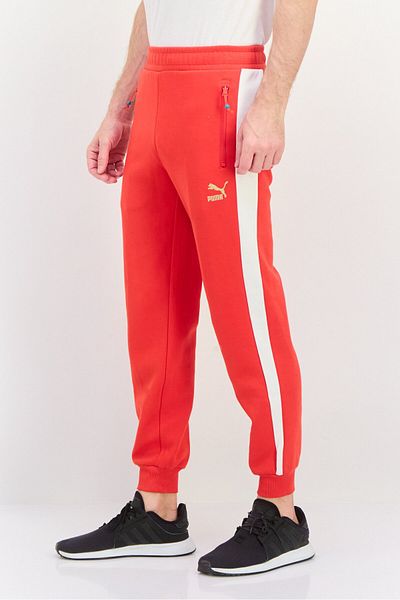 Puma Men Relaxed Fit Training Sweatpants, Red/white