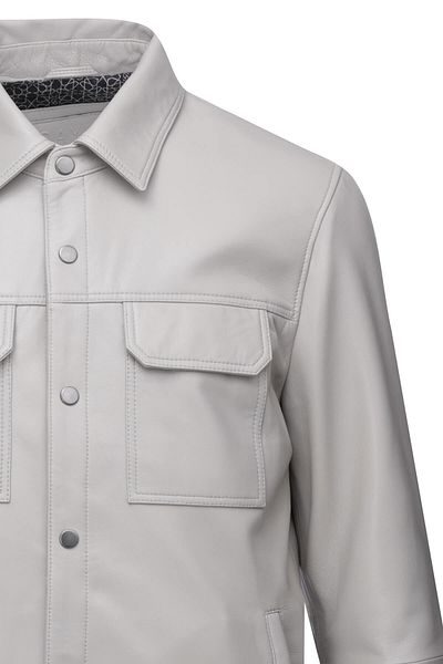 Hatemoğlu Stone Regular Fit Baby Collar 100% Genuine Leather Coat