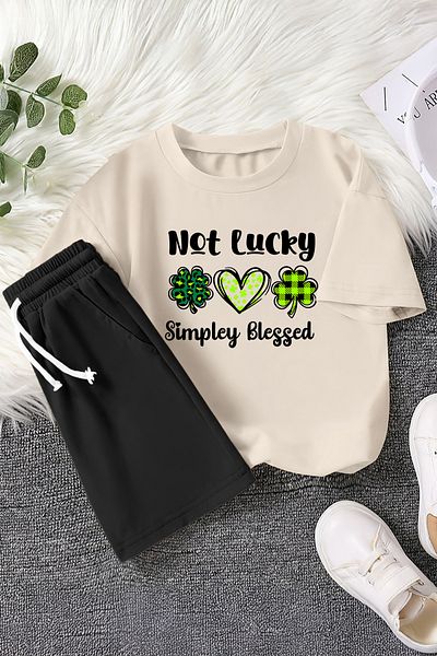MYADA Premium Blessed as Lucky Printed 2-Piece Children's Set 23451