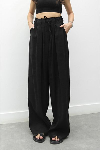 Havoş Black Elowen Drawstring Waist Trousers