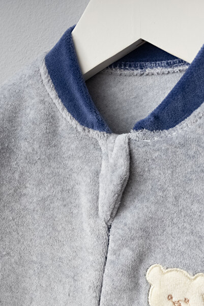 Bebitof Cute Balloon Elephant Patterned Cotton Velvet Jumpsuit