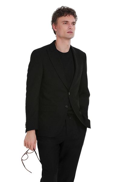 Hatemoğlu Black Slim Fit Pointed Collar Classic Suit