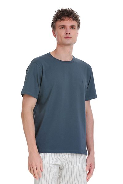 Hatemoğlu Indigo Regular Fit Crew Neck Cotton T-Shirt