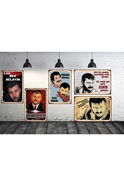 TAKIFİX Azer Bülbül Seti 5 Adet 20x30 Cm Retro Ahşap Tablo