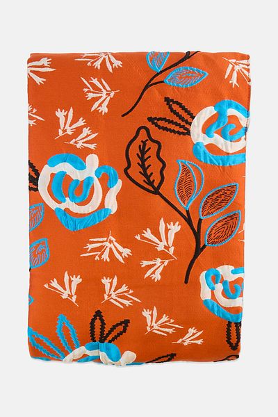 Reserved Women Embroidered Muffler 150 L x 25 W, Dark Orange