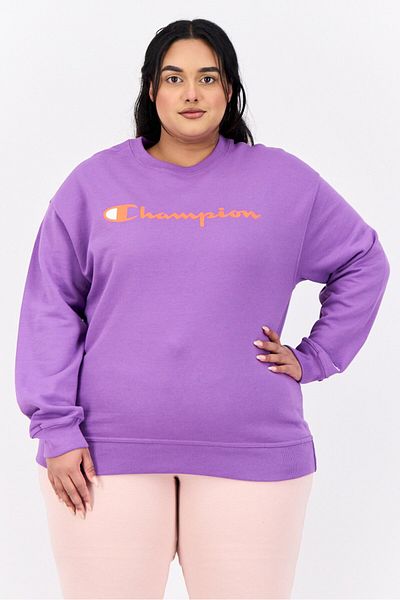 Champion Women Plus Size Long Sleeves Outdoor Sweatshirts, Purple