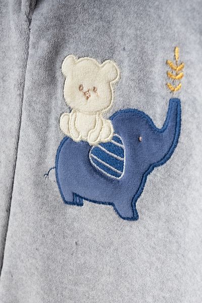 Bebitof Cute Balloon Elephant Patterned Cotton Velvet Jumpsuit
